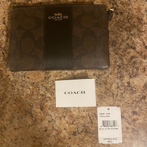 Coach Signature PVC Leather Corner Zip Wristlet - Picture 4 of 4
